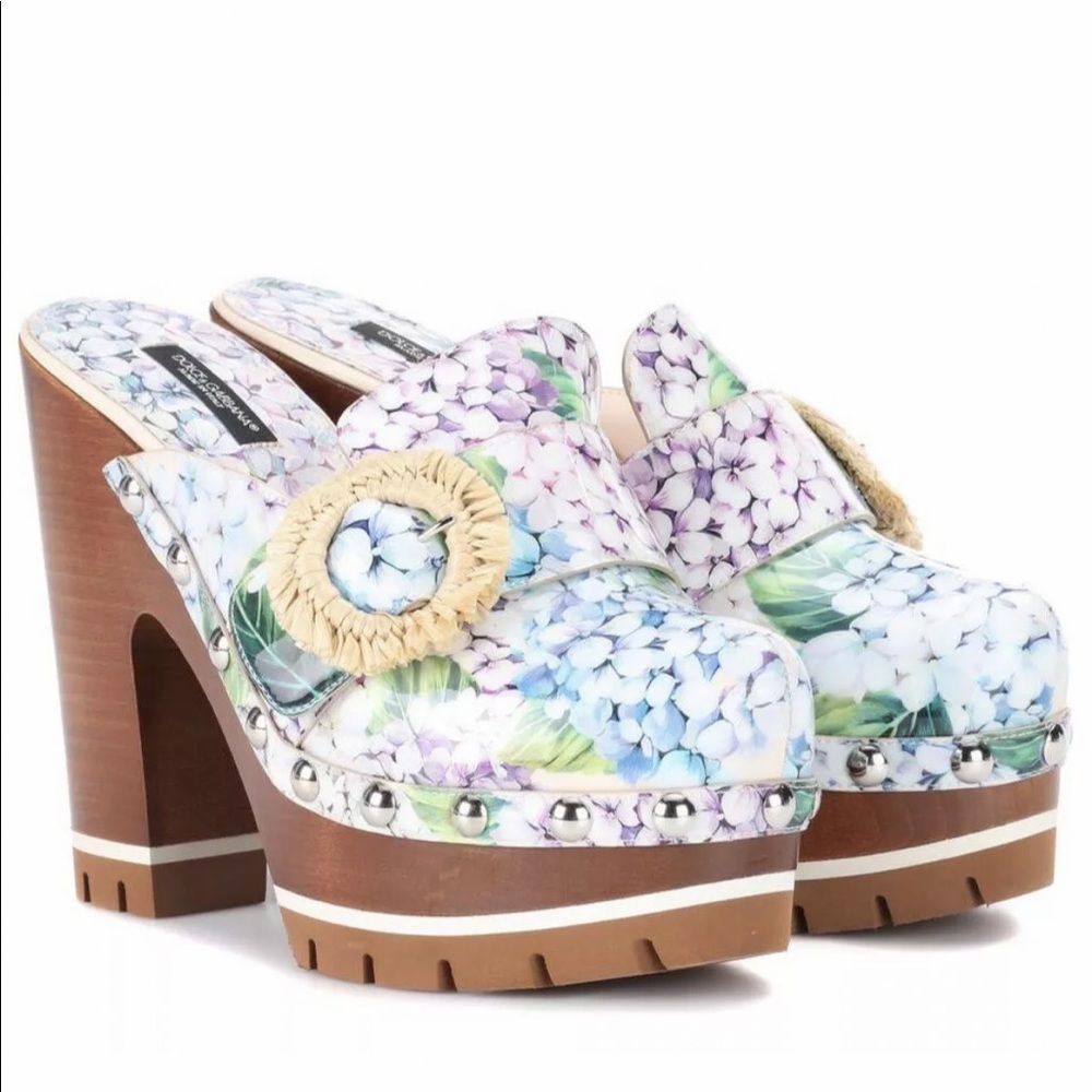 Dolce & Gabanna Multicolor Hydrangea Mules